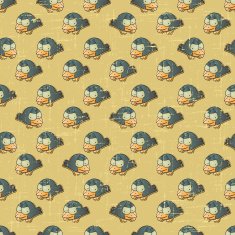 Vintage vector seamless pattern with cartoon birds N2