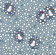 Winter seamless pattern with birds and snow