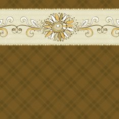 hand draw flower on checked brown background