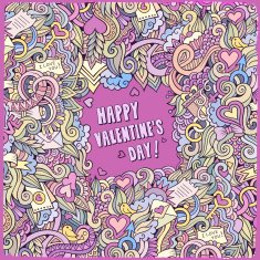 Cartoon vector Valentine's Day frame N3