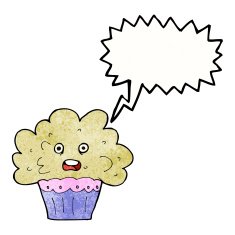 cartoon big cupcake with speech bubble N4