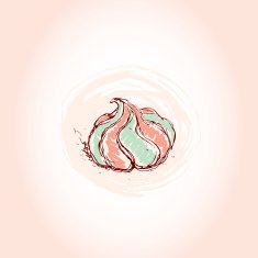 meringue dessert Hand drawn sketch on pink background vector