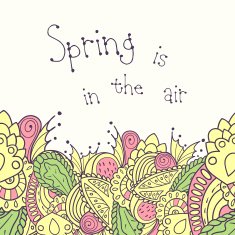 Hand drawn spring seamless border
