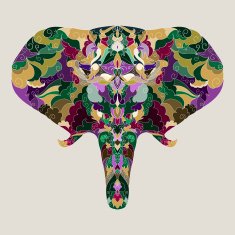 bright colored hand-drawing ornamental abstract elephant background