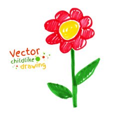 Childlike drawing of flower
