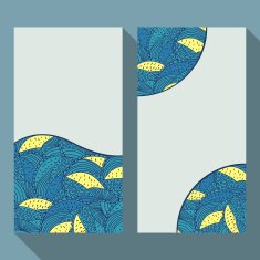 Business card set with doodle floral circle pattern