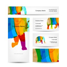 Funny striped elephant Business card for your design N2