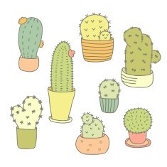 Cactuses icons set