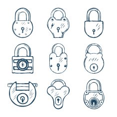 Set of Nine Padlocks Vector