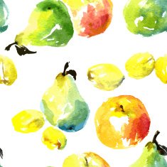 seamless pattern with watercolor drawing fruits