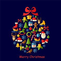 Christmas vector background with ball on blue