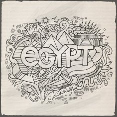 Egypt hand lettering and doodles elements background N14