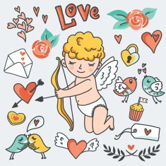 Valentines Day cartoon set