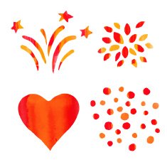 Holiday watercolor red icons sketch set