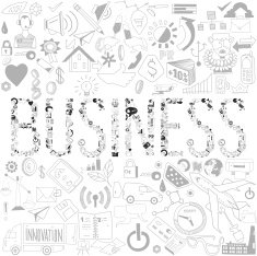 Decorative elements of the word business Business doodles Typography