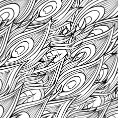 pattern with hand-drawn peacock feathers