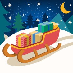 Merry Christmas Vector flat illustration
