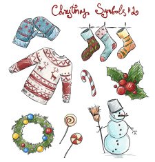 Doodle christmas symbols Vector illustaration N2