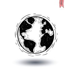 planet earth icon hand drawn vector illustration N4