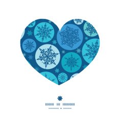 Vector round snowflakes heart silhouette pattern frame N2