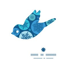Vector round snowflakes bird silhouette pattern frame