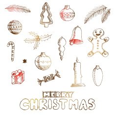 Christmas hand drawn doodles for xmas design With decoration