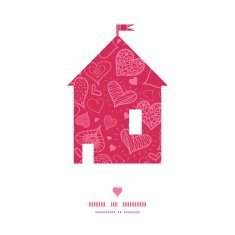 Vector doodle hearts house silhouette pattern frame