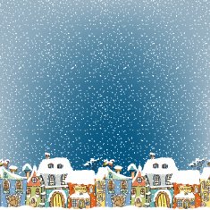 Winter Houses seamless border
