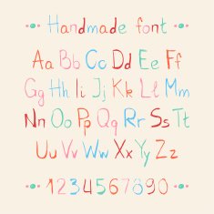 Hand drawn font Complete abc alphabet set Letters and numbers N7