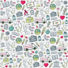 Red grey blue green Medical pattern Sticker