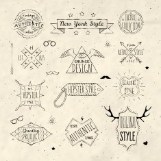 Hipster retro emblem set