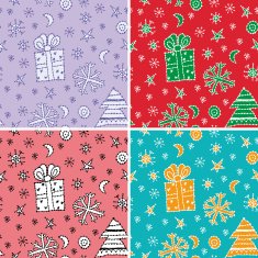 set seamless pattern new year symbol sketch vector