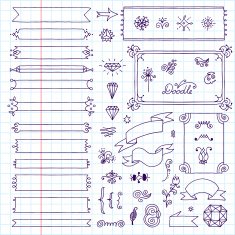 Vintage hand drawn design elements set 6 School notebook