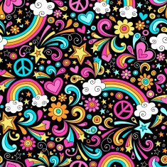 Groovy Rainbow Seamless Pattern Vector Background