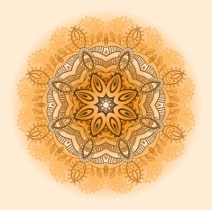 Hand drawn ethnic circular beige ornament N7