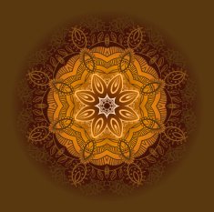 Hand drawn ethnic circular beige ornament N8