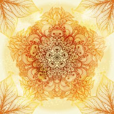 Hand drawn circular beige ornament N33