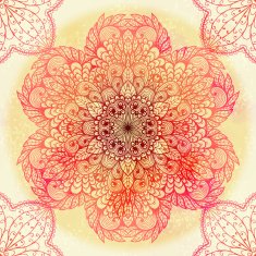 Hand drawn circular pink ornament N14