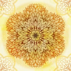 Hand drawn circular beige ornament N34