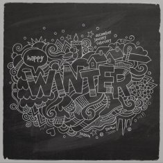 Winter hand lettering and doodles elements background N4
