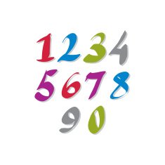 Hand written colorful vector numbers stylish drawn numbers set