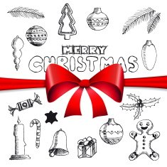 Christmas hand drawn doodles for xmas design With decoration V