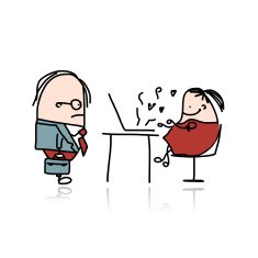Angry boss and secretary cartoon for your design