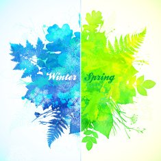 Winter and spring season watercolor illustration