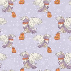 Cute Christmas owl with presents seamless pattern N6