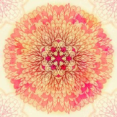 Hand drawn circular pink ornament N15