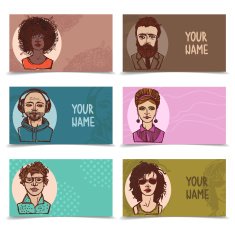 Business cards with sketch faces