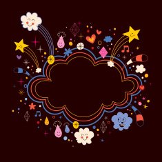 star bursts cartoon cloud shape banner frame background N2