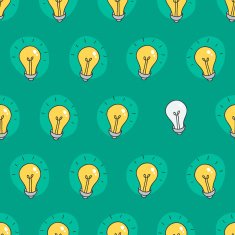 Hand drawn seamless pattern of light bulbs Idea symbol N3