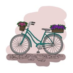 Bicycle with a basket of flowers